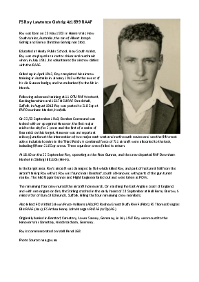A preview of a PDF biography for Gehrig, Roy Lawrence